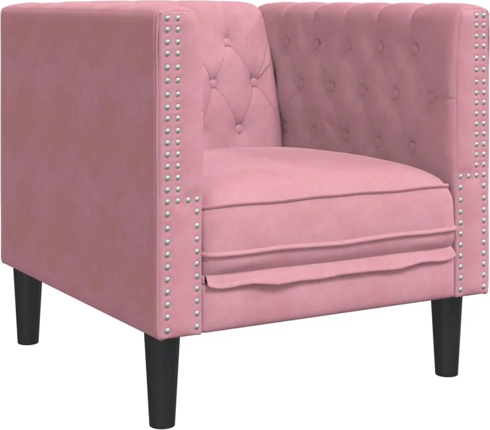 vidaXL rózsaszín bársony Chesterfield kanapéfotel