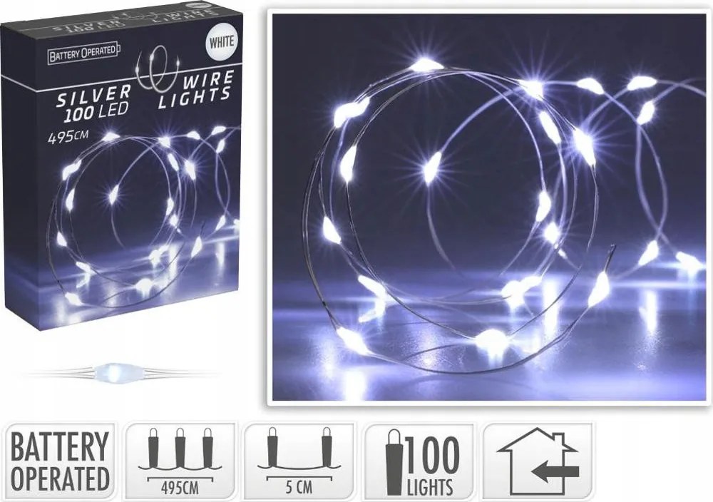 Karácsonyfa lámpák drót beltéri hideg fehér 100 lámpa AX9730440