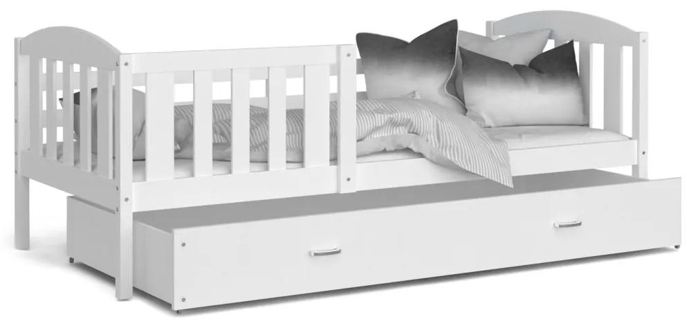 KUBA P1 gyerekágy + AJÁNDÉK matrac + ágyrács, 190x80 cm, fehér/fehér