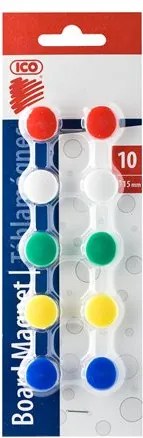 Mágneskorong, 15 mm, 10 db, ICO JY-15, 5 szín (TICTMJY15)