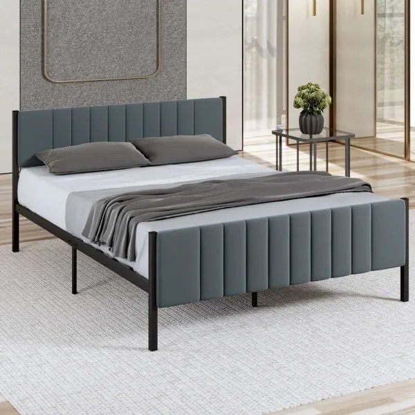 Fém kétszemélyes ágy LUNOR 160 x 200 cm antracit, 200 kg teherbírás