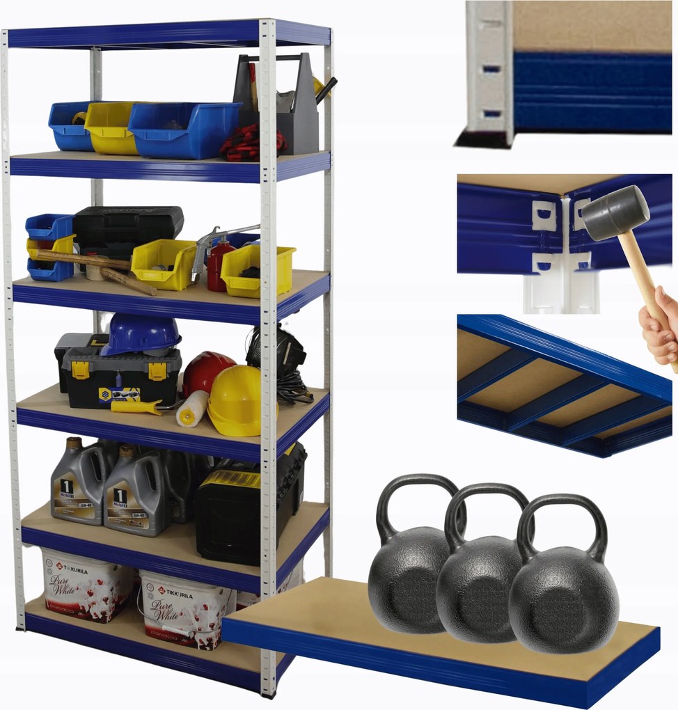 Tárolószekrény fém állvány Helios 213x100x60cm 6Px350kg 300TYS Komb