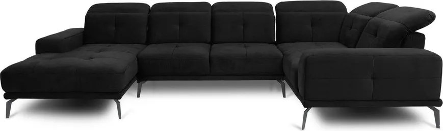 Fekete bársony sarokkanapé (bal oldali-U alakú) Neviro – ELTAP