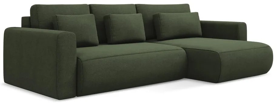 Khaki kinyitható-tárolóhelyes sarokkanapé (jobb oldali-heverő résszel) Kapua – Makamii