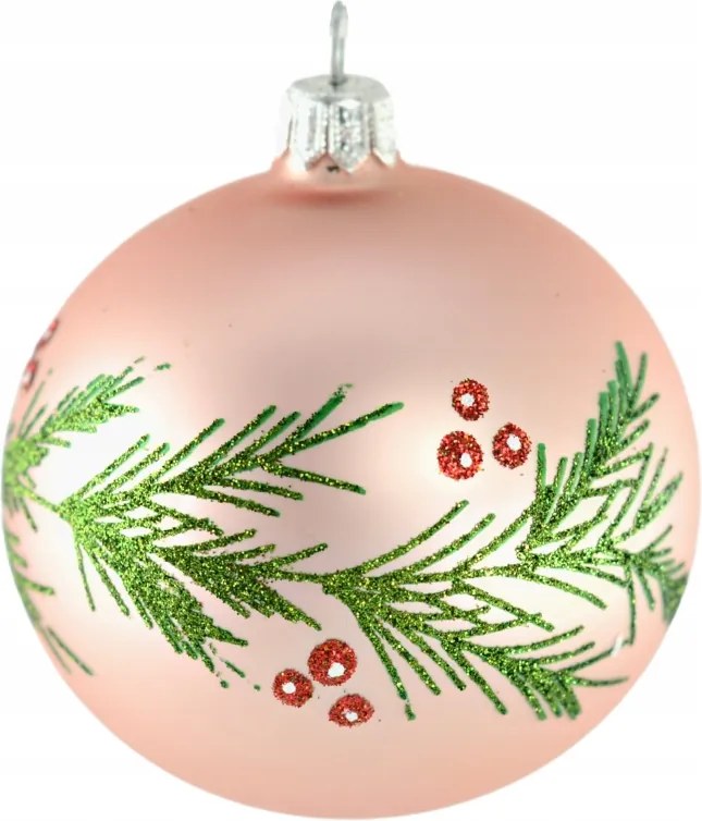 Rózsaszín matt fagyöngy gömbök 6 db-os Saco