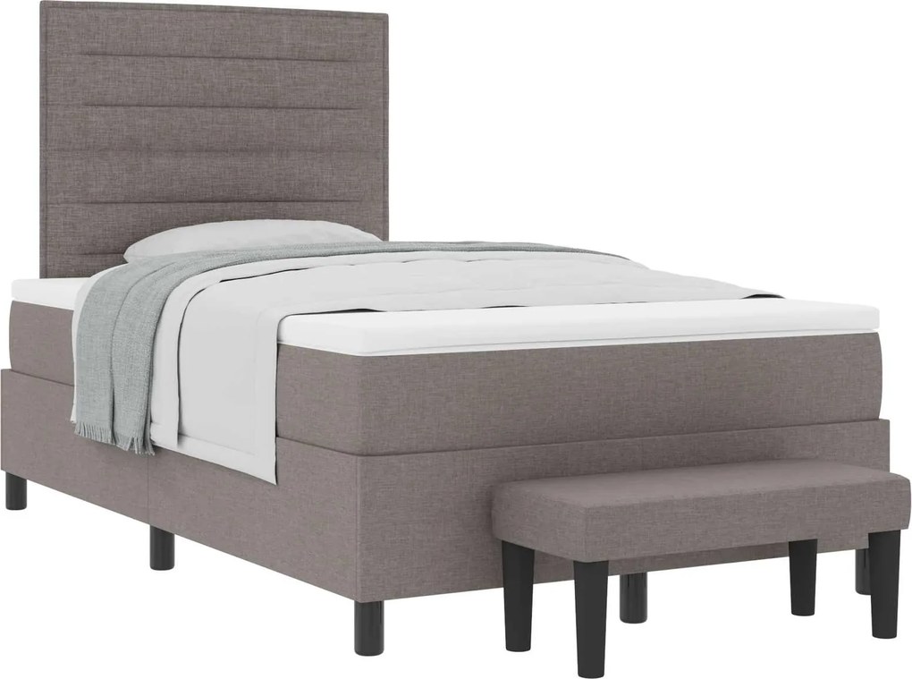 vidaXL Boxrugós ágy matracmal fejtámlával Tópszínű 120 x 190 cm szövet