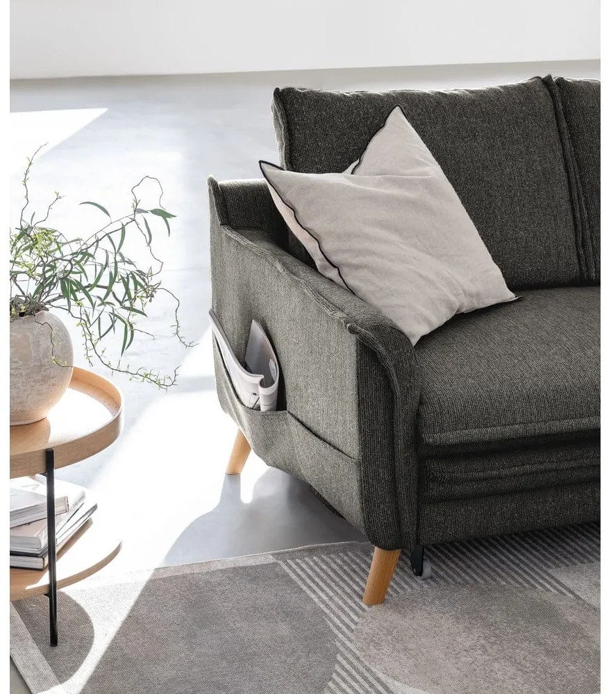 Sötétszürke kinyitható sarokkanapé (jobb oldali) Charming Charlie – Miuform