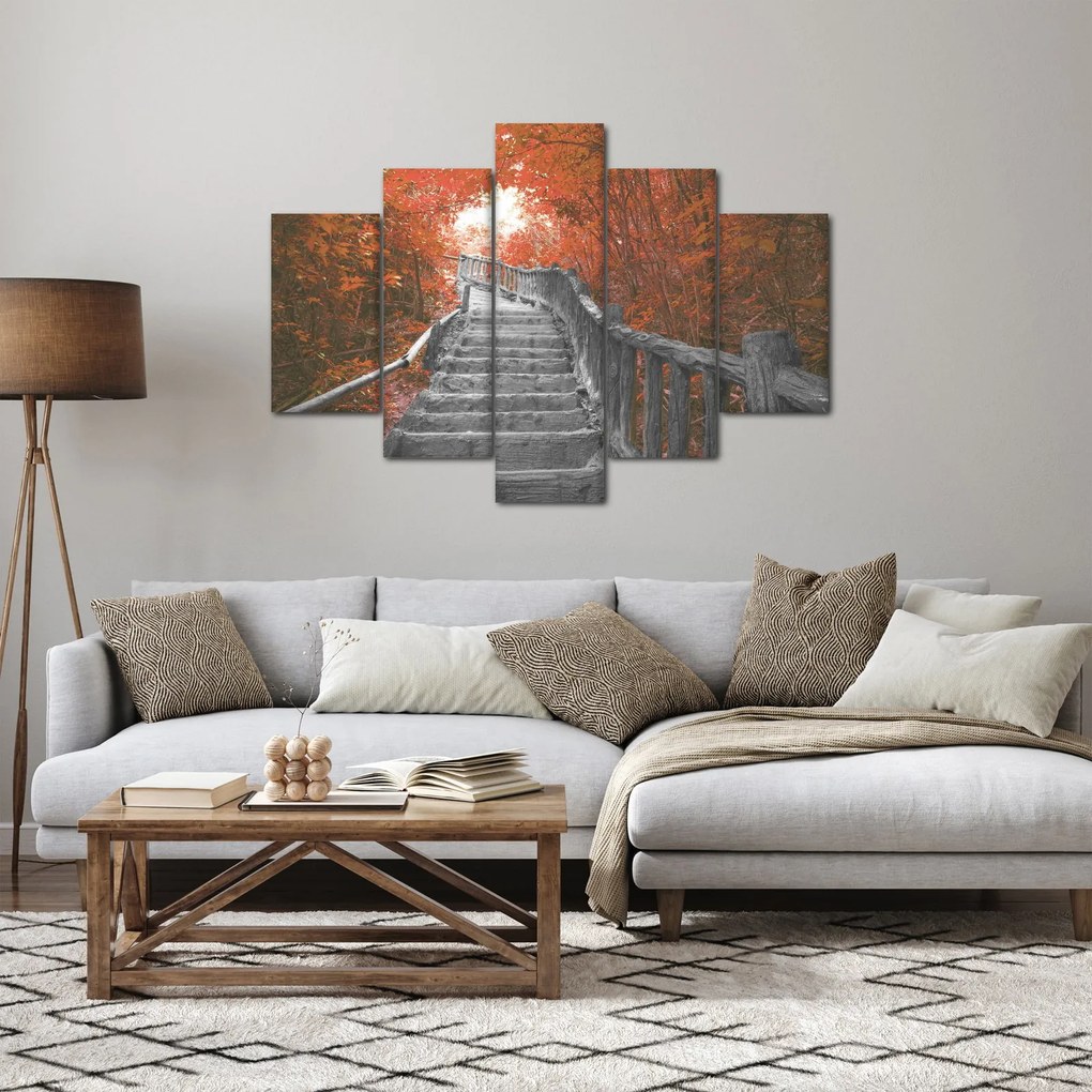 Kép - Lépcsők a természetben, narancssárga (150x105 cm)