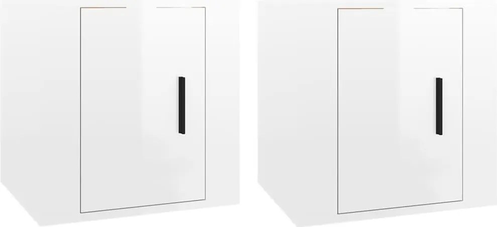 vidaXL 2 db magasfényű fehér fali TV-szekrény 40 x 34,5 x 40 cm