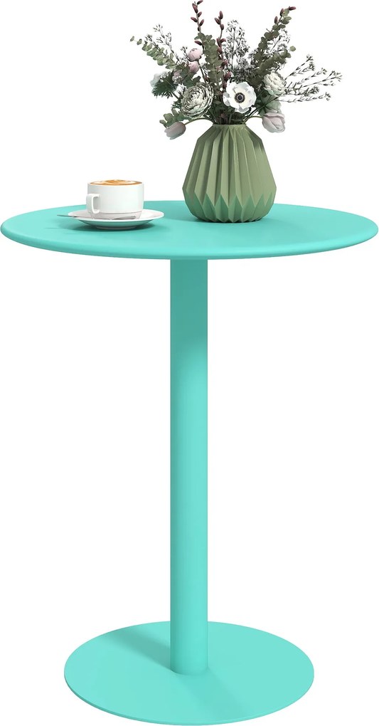 HOMCOM Kerek Étkezőasztal 2 Főre Acél Konyhai Asztal Belső és Külső Használatra Ø60x72 cm Zöld | Aosom