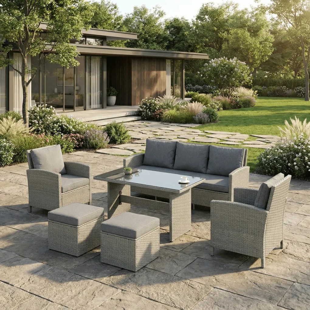 Kerti bútor garnitúra 140x70x60 cm, polyrattan, szürke, AZS-A1719 GREY