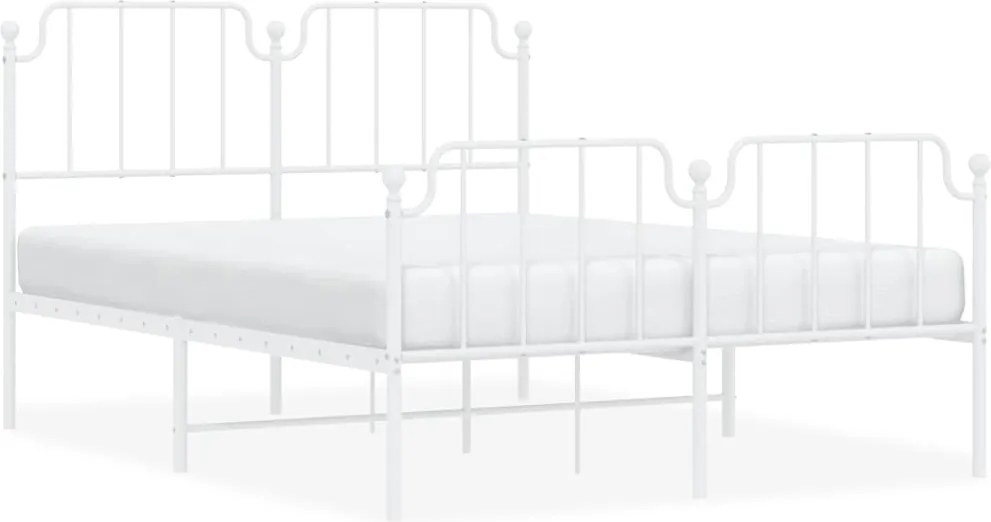 vidaXL fehér fém ágykeret fej- és lábtámlával 135 x 190 cm