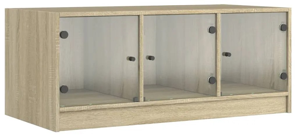 Sonoma tölgy színű dohányzóasztal üvegajtókkal 102 x 50 x 42 cm