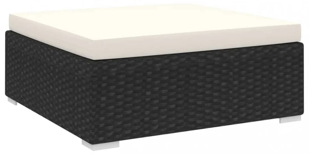 1 db fekete polyrattan moduláris lábtartó párnával