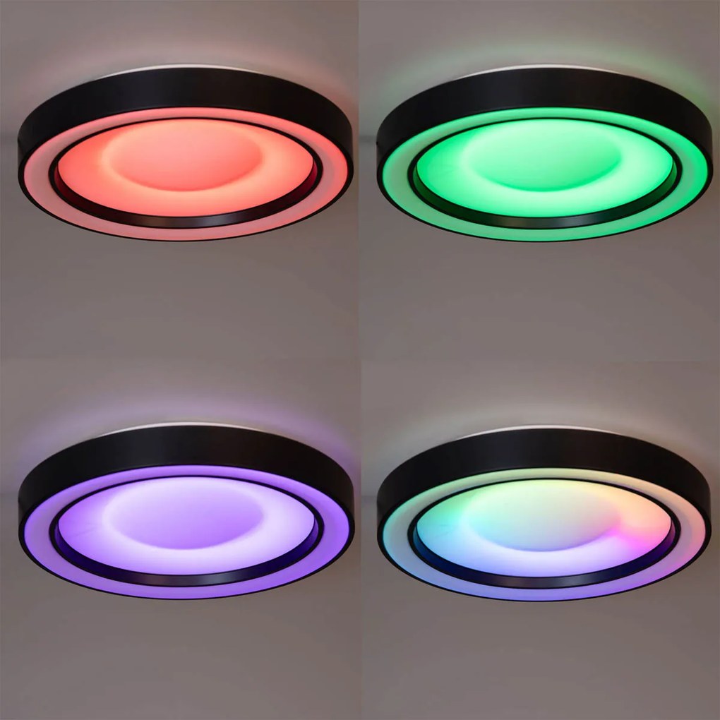 Mennyezeti lámpa fekete, beépített RGBW LED-del, távirányítóval - Arco