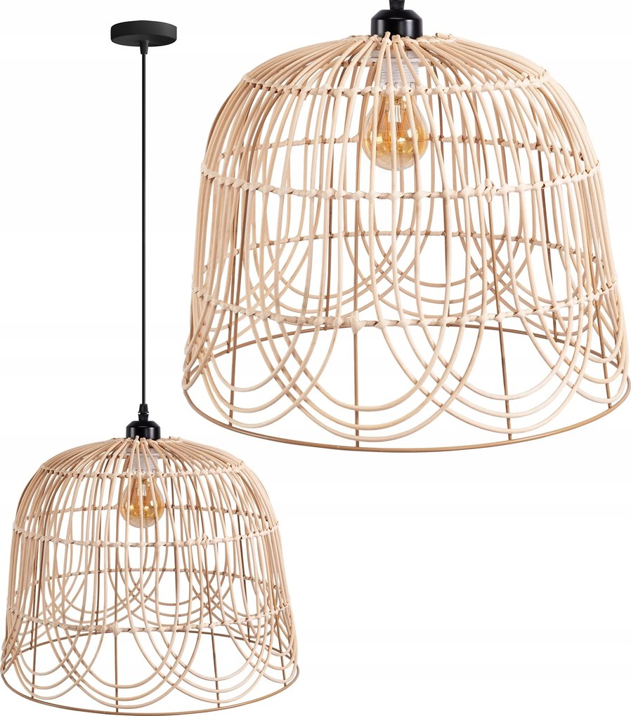 Boho Függő Lámpa Nagy Természetes Barna Bambusz 40 Cm App1352