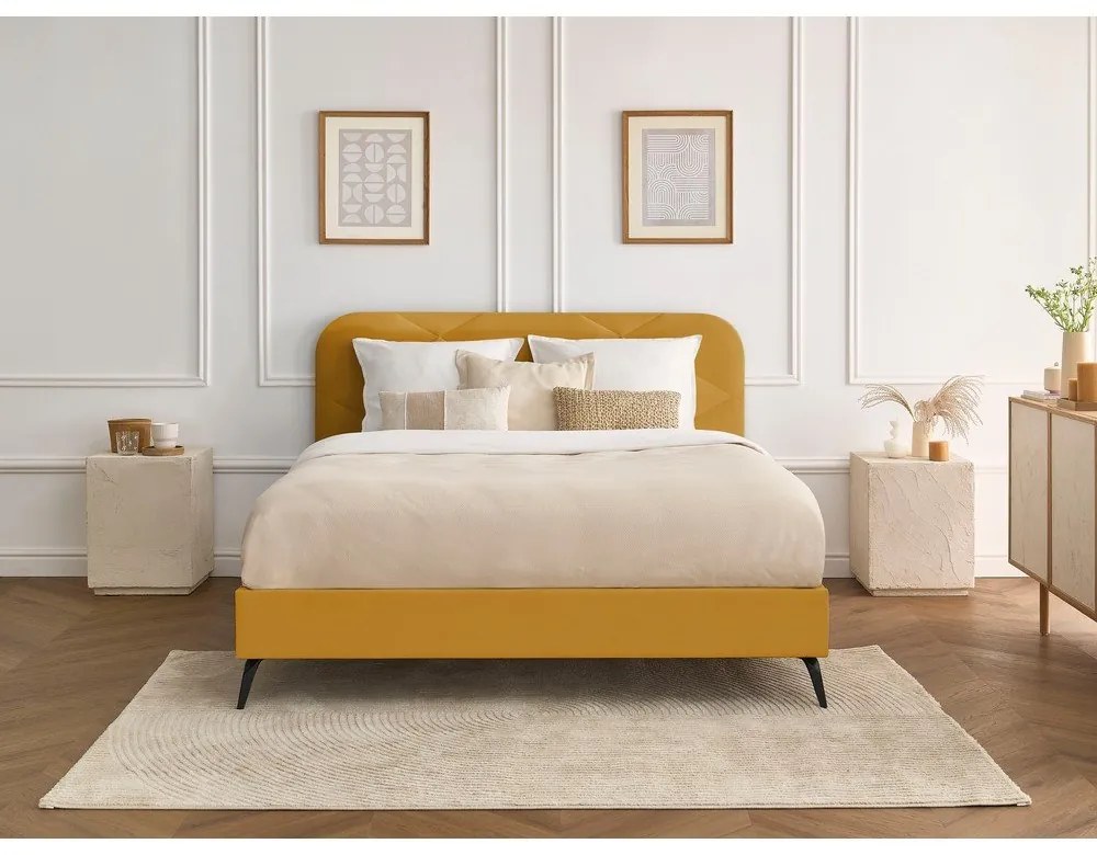 Kárpitozott franciaágy ágyráccsal 180x200 cm Prune – Bobochic Paris