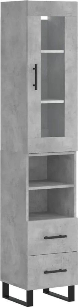 vidaXL betonszürke szerelt fa magasszekrény 34,5x34x180 cm