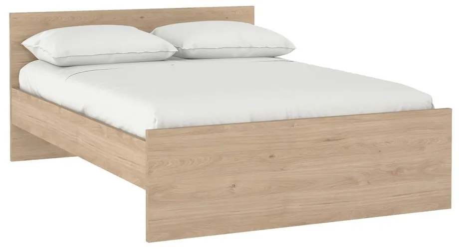 Natúr színű franciaágy tölgyfa dekorral 160x200 cm Naia – Tvilum