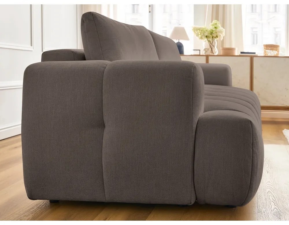 Szürkésbarna kinyitható-tárolóhelyes kanapé 251 cm Fuji – Bobochic Paris