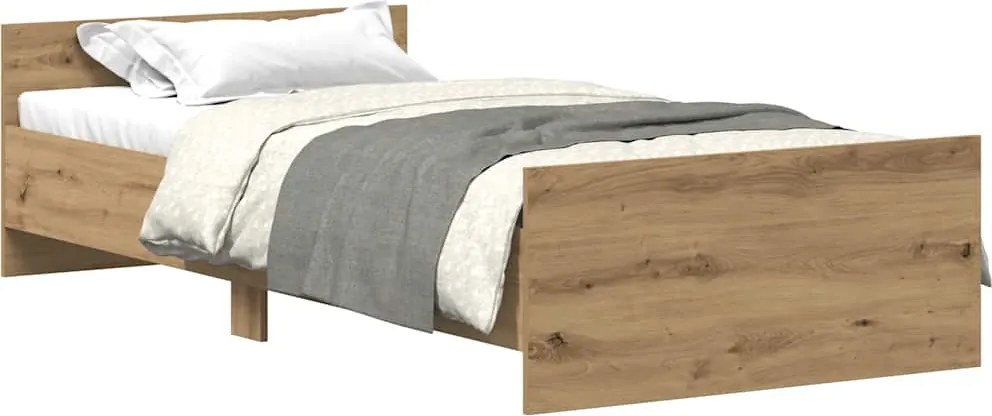vidaXL kézműves tölgy szerelt fa ágykeret matrac nélkül 75x190 cm