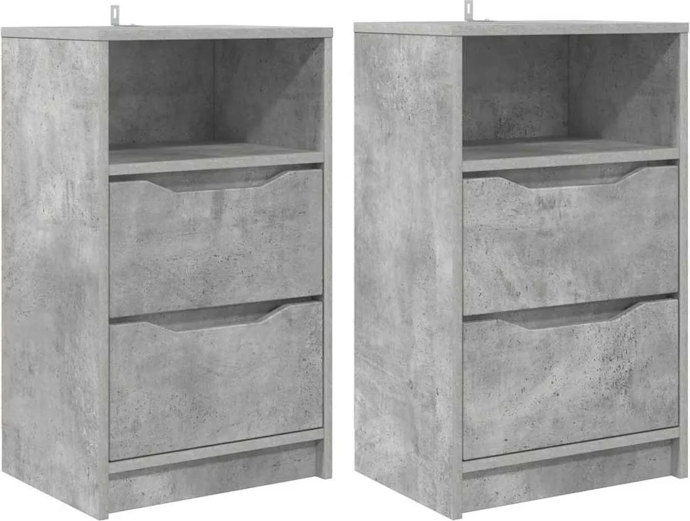 vidaXL Éjjeliszekrények 2 pcs Beton Szürke 40 x 30 x 467 cm Faanyag