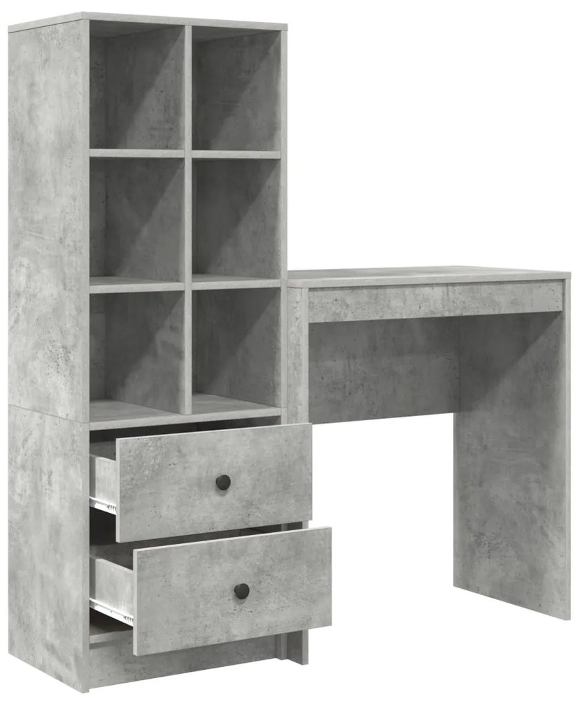 Íróasztal Tárolóval Beton Szürke Forgácslap