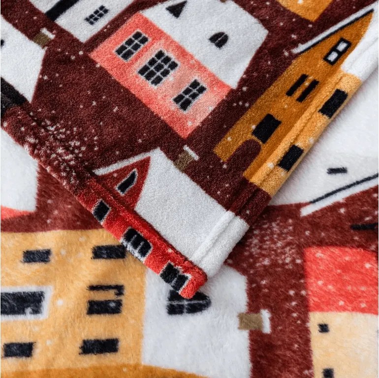 Mikroplüss takaró SNOWY VILLAGE, színes kivitel Méret: 200 x 220 cm