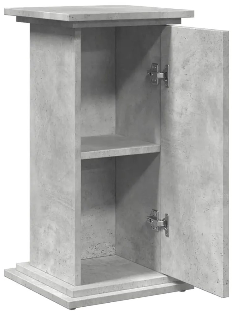 betonszürke szerelt fa bemutatóállvány tárolóval 31x30x60 cm