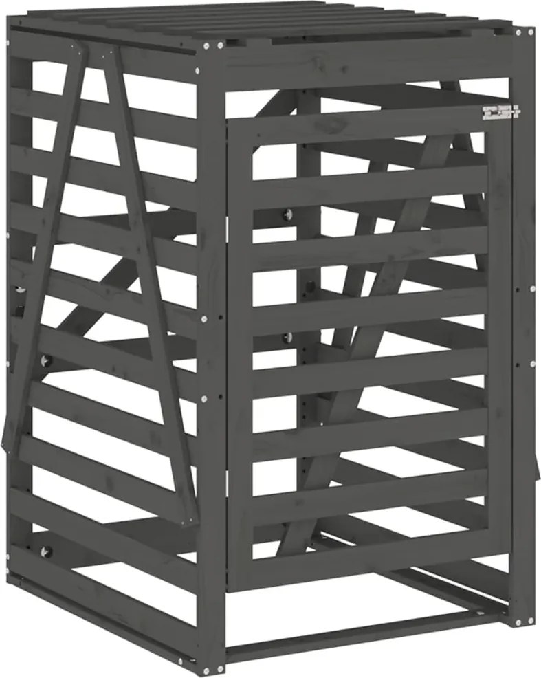 vidaXL szürke tömör fenyőfa szemeteskuka tároló 84x90x128,5 cm