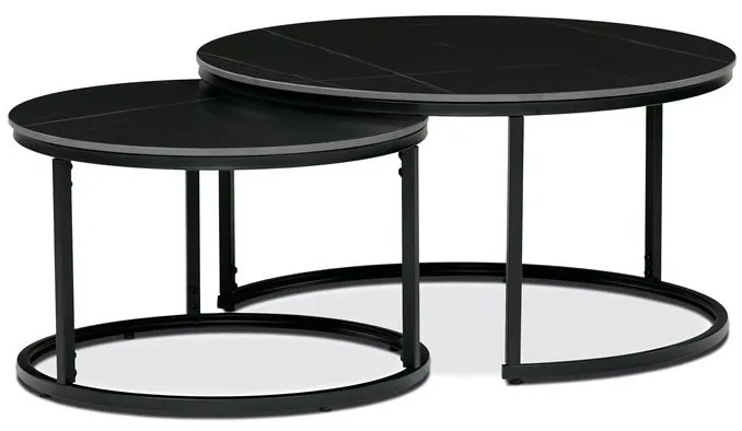 Dohányzóasztal 80×80×43 cm, szinterezett kerámia, márvány, AHG-404 BK