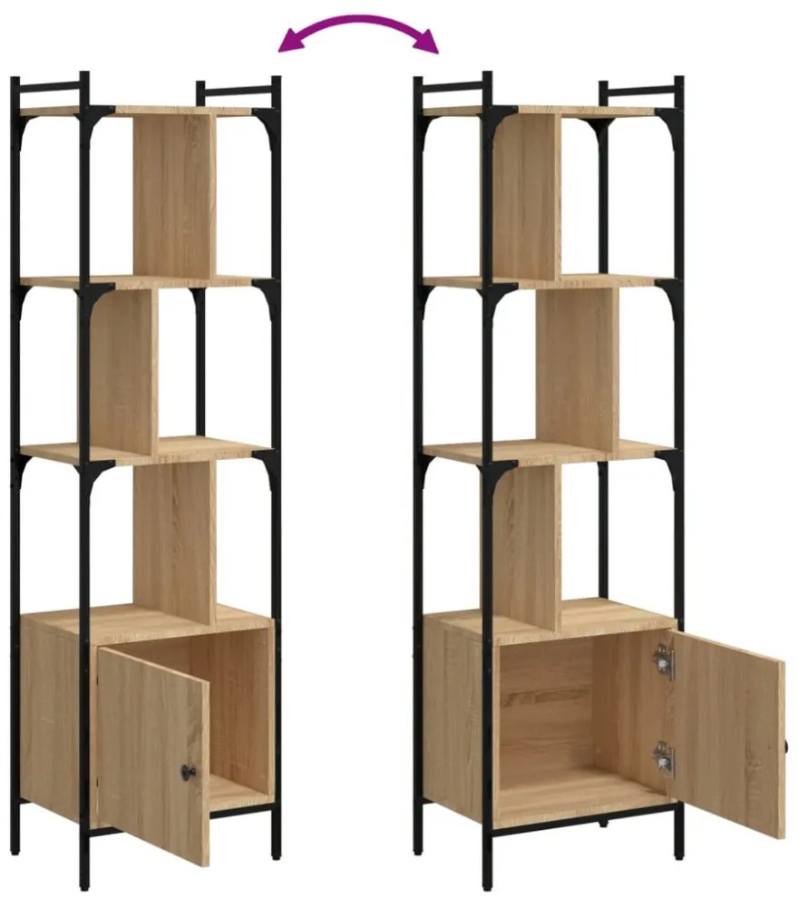 sonoma tölgy szerelt fa könyvespolc ajtóval 44,5x30x154,5 cm