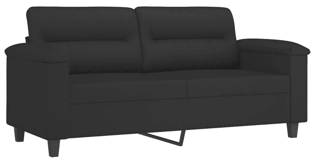kétszemélyes fekete mikroszálas szövetkanapé 140 cm