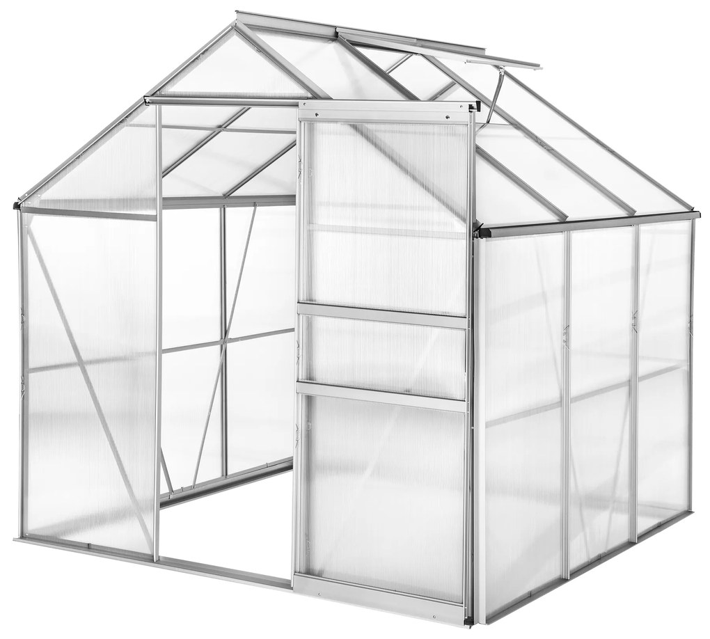 TecTake GmbH 402473 polikarbonát üvegház alumínium alap nélkül - 190 x 185 x 195 cm