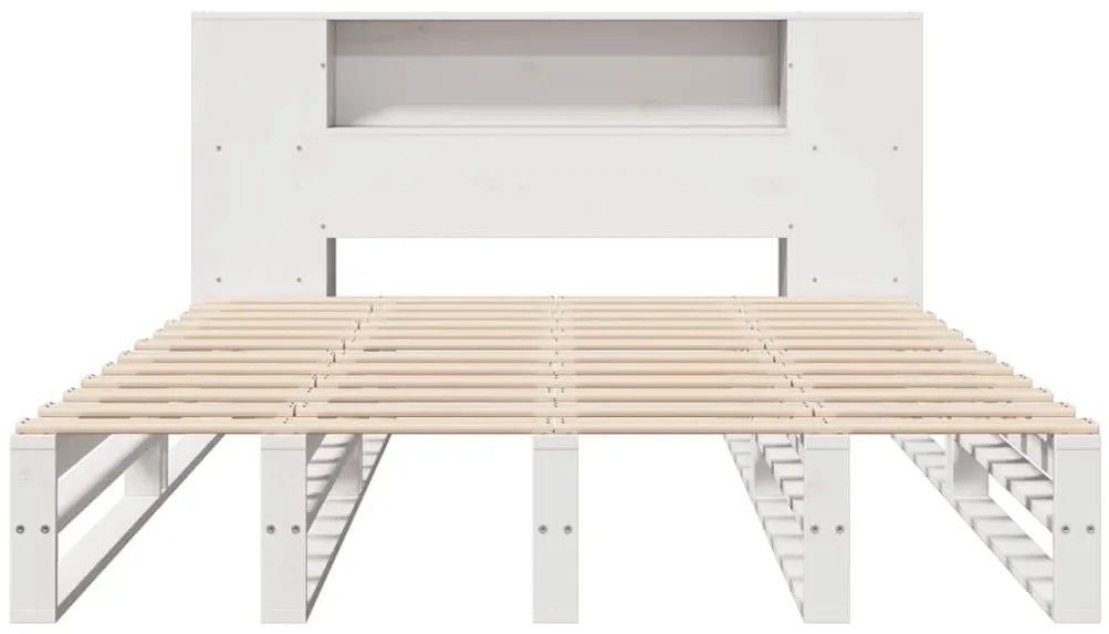 fehér tömör fa könyvespolcos ágy matrac nélkül 150 x 200 cm