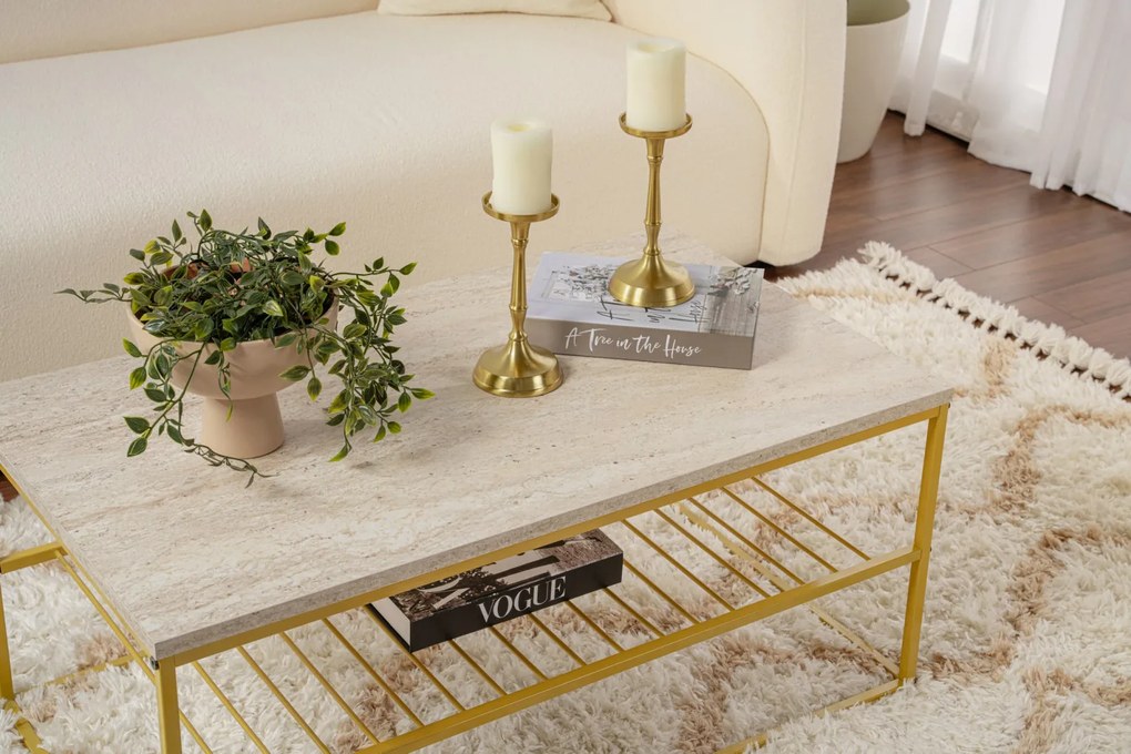 Asude - Gold, Travertine