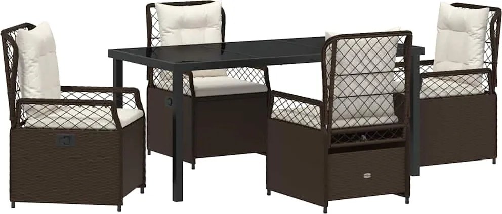 vidaXL Kert étkező szett 5 pcs Barna polirattan