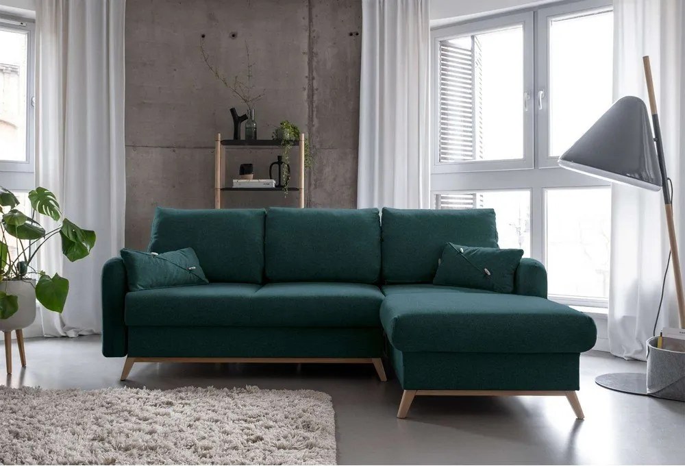 Scandic Lagom türkiz kinyitható sarokkanapé, jobb oldali - Miuform