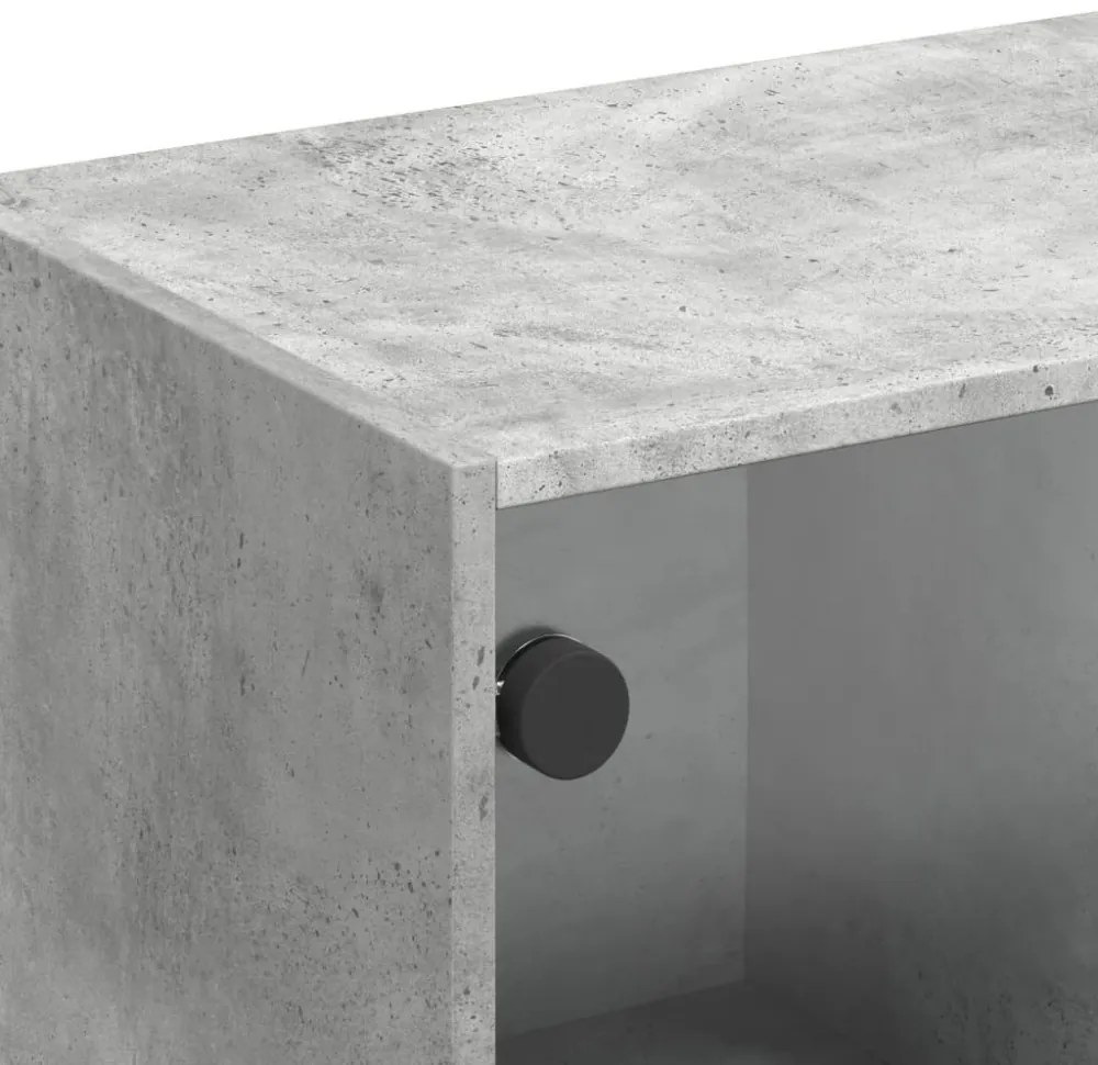 betonszürke TV-szekrény üvegajtókkal 102 x 37 x 42 cm