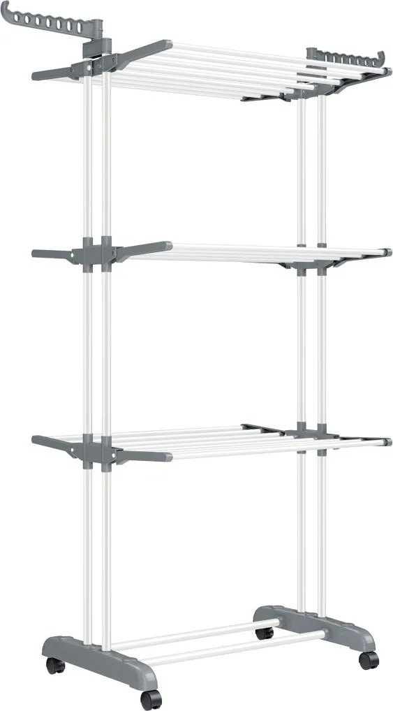 Összecsukható ruhaszárító kerekekkel, 4 szintes, fehér