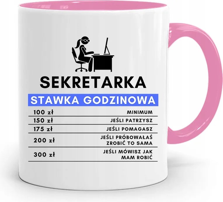 Rózsaszín Bögre Ajándék Titkárnőnek Tét nyomott mintával