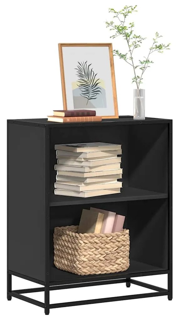 fekete forgácslap könyvszekrény 60x35x76 cm