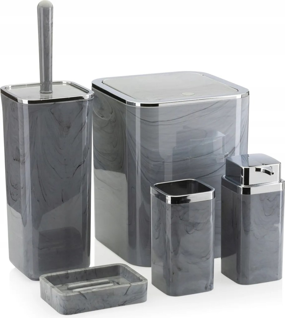 Gris fürdőszoba szett Tartozék szett 5 részes szürke króm 5in1