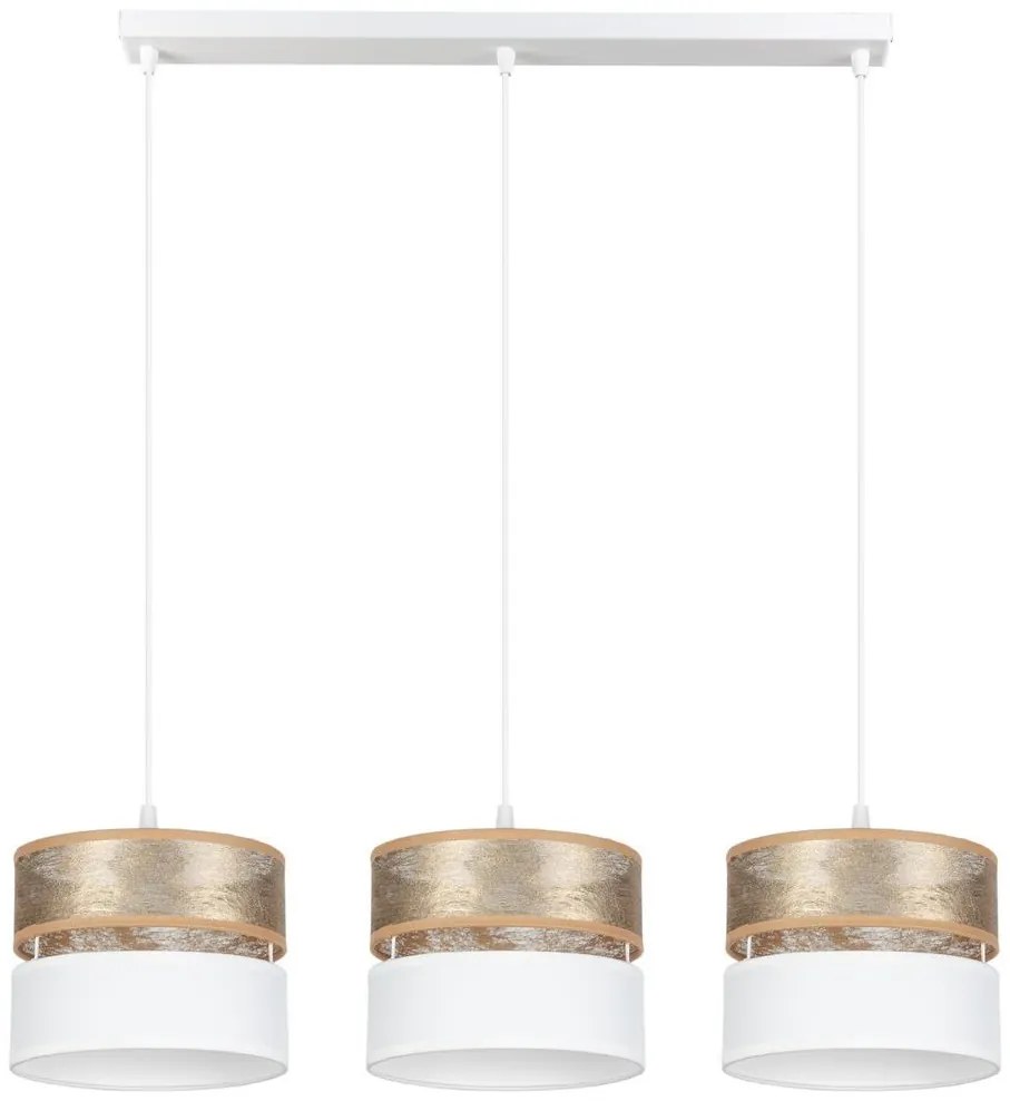 Csillár zsinóron LIMA 3xE27/60W/230V arany/fehér