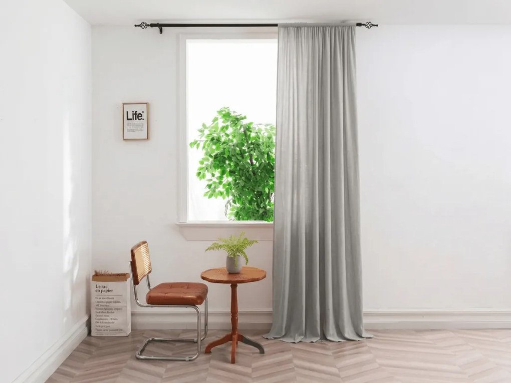 Függöny TAVIO 140x250 cm, világosszürke Felfüggesztés: Fém gyűrűk