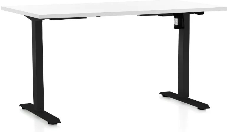 Állítható magasságú asztal OfficeTech A, 140 x 80 cm, fekete alap, fehér