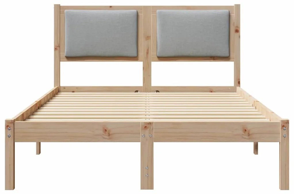 vidaXL Ágykeret fejtámlával Világosszürke 120 x 190 cm Tömör fenyőfa