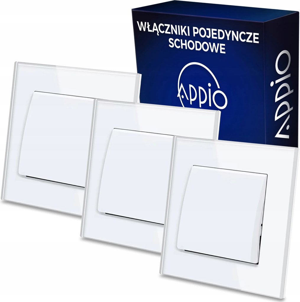 3x Lépcsőkapcsoló Egyetlen falsík alatti üvegkapcsoló Appio