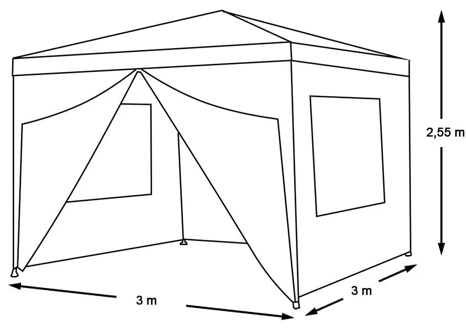 Party sátor fehér színben, 3 méretben-3x3 méteres