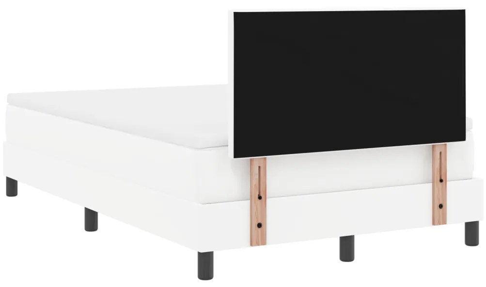 Boxspring Ágy Matraccal, Fehér, Kis Dupla, Műbőr